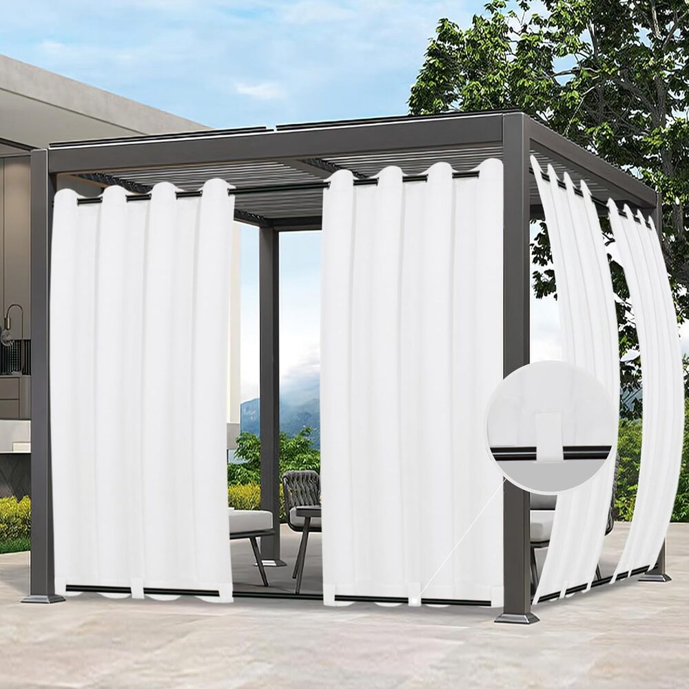Outdoor Curtains Weatherproof Curtain for Patio 1 Panel, 54x84 inch, White
